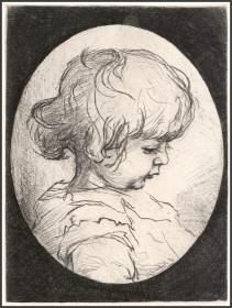 1888年原创蚀刻、点刻、干刻版画《我的孩子》，43.8*30.2cm