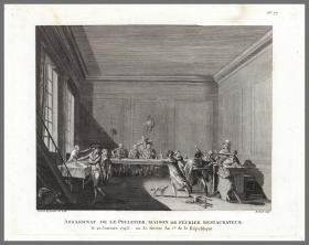 1794年铜版画《路易十六上断头台前夜的暗杀》，48*30.5cm