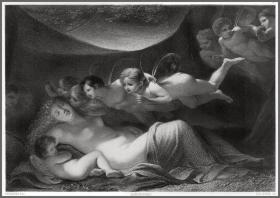 1855年石版画《梦》，44.6*31.2cm
