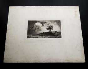 【豪华初版本】1883年蚀刻版画《草图：暴风雨期间的希腊海岸》，62*48cm
