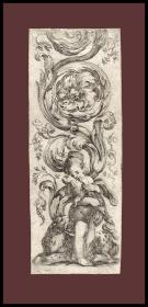 【巴洛克意大利版画六大师】1655年原创艺术蚀刻铜版画《装饰》，16.8*6.2cm