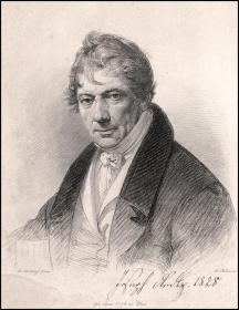 1828年蚀刻版画《约瑟夫·里德尔》（早期纯蚀刻肖像精品），31*24cm