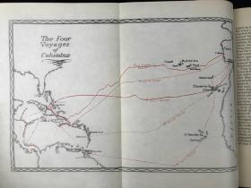 限量版毛边本！1930年 哥伦布航海记 5幅地图 布面精装16开