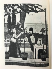 里维埃工坊阿拉伯纹样烫金特装本！1928年 鲁拜集 12幅插图 全真皮精装32开