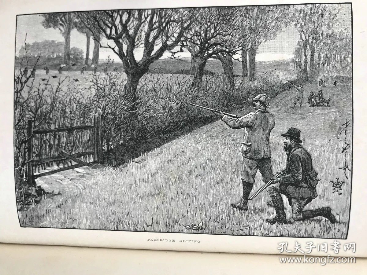 1886年 狩猎指南 约百幅版画插图 漆布精装32开