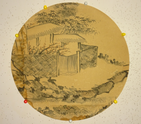 201092、无款团扇面