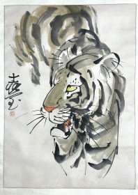 四川省美术家协会理事、四川省工艺美术研究所副总工程师、四川省诗书画院创作研究室主任张士莹老虎图一幅（尺寸：68×49cm）