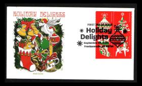 【67-9】2020年9月24日美国首日封节日快乐，贴圣诞节永久邮票一套四枚。