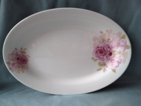精品骨瓷 中式富贵牡丹椭圆形鱼盘/饺子盘 直径31.5厘米