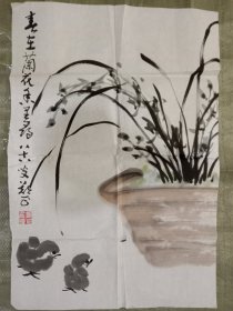 安徽著名花鸟画家郑正真迹作品一幅尺寸68cmx45cm！