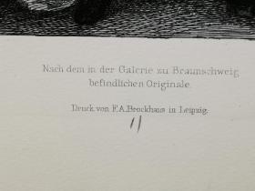 1888年蚀刻版画《精湛的人物雕刻--荷兰贵族bildnis eines niederlandischen edelmannes》尺寸23*30.6厘米，较深压痕--出自荷兰画家，弗兰斯·哈尔斯Frans Hals，1582-1666，油画作品，雕刻师：威廉·昂格尔（William Unger，1837-1932），莱比锡出版