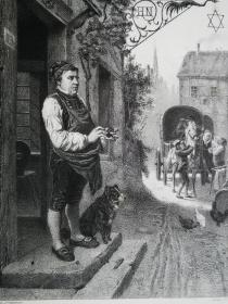 1861年石版画《嫉妒brodneid》尺寸26.5*20.6厘米，出自德国画家,弗里德里希·希德曼，Friedrich Hiddemann（1829-1892） 油画作品，雕刻师：A.Luttmann