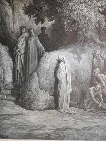 1880年木版画，炼狱与天堂《但丁与先知之灵DANTE AND THE SPIRIT OF FORESE》编号3-101，尺寸22.5*29.5厘米，出自19世纪法国版画家、雕刻家和插图作家，古斯塔夫·多雷（GUSTAVE DORÉ，1832-1883 ）绘画作品