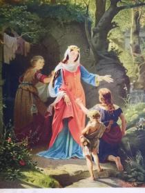 1869年石版画《参见sheng伊丽莎白heil.elisabeth》尺寸26.8*20.5厘米---她是tianzhujiao会的圣人，有时在德国被认为是“民族sheng人”，作为积极慈善的象征，它在新jiao中也受到推崇，出自德国画家，沃尔德玛·弗里德里希Woldemar Friedrich，1846-1910的油画作品
