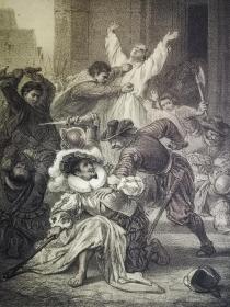 1856年石版画《1572年4月1日，王子和海上乞丐从西班牙人手中夺取了荷兰城镇布里尔Briel 》尺寸26.5*20.8厘米---出自德国画家和插画家,约瑟夫·费伊Joseph Fay（1812- 1875)绘画作品