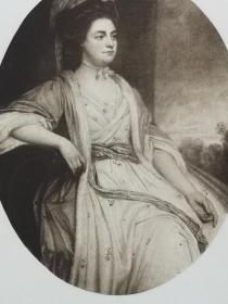 1904年照相凹版《格里芬夫人（霍华德·德瓦尔登夫人）LADY GRIFFIN (LADY HOWARD DE WALDEN).》较深压痕，尺寸25.5*31.5厘米--出自英国肖像画家，乔治·罗姆尼（George Romney,1734 -1802 ）油画作品，他是当时最时尚的艺术家，为许多社会领袖人物画过画
