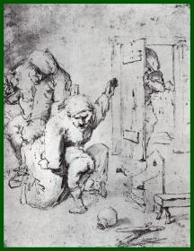 1884年铜凹版腐蚀版画《大师素描作品：顽皮的“孩子”》（Das unartige Kind）-- 出自17世纪著名佛兰德斯风俗画家，荷兰美术流派的创立者，阿德里安·布鲁维尔（Adriaen Brouwer，1605-1638）的素描作品 -- 奥地利维也纳艺术画廊出版发行 -- 后附卡纸30*21厘米，版画纸张22*17厘米