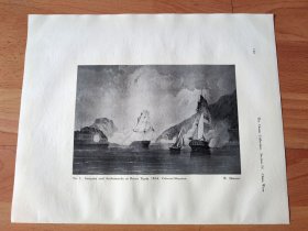 【G2317】1924年书页图版反正面3幅P120《1834年虎门之战，1804年的英皇家海军，1816年的虎门要塞》（lmogene and andromache at bocca tigris 1834）--早期西方铜版画中的中国-----摘自1924年《中国通商图》一书-- 图版纸张30*24厘米