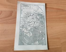 【G2277】1941年书页图版（老地图）《清代中国地图（汉地十八省）》（SKETCH MAP OF CHINA）-- 汉地十八省最初包括：直隶（包括北京、天津两市，河北长城南部地区和河南、山东的小部地区）、河南、山东、山西、陕西、甘肃（包括宁夏），江苏（包括上海）、浙江、安徽、江西、湖北、湖南、四川（包括重庆）、福建、广东、广西、云南、贵州 -- 图版纸张22*13.5厘米