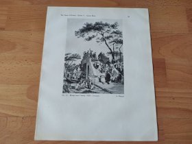 【G2385】1924年书页图版反正面3幅P181《中国广州：中国南岸，河南的石桥，广州珠江大黄瘩塔及黄塔炮台，广州河南运河景观》（bridge near canton，1838）--早期西方铜版画中的中国--摘自1924年《中国通商图》一书-- 图版纸张30*24厘米