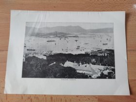 【G2126】1907年书页图版《中国香港，香港海港》（hong-kong harbour）----- 图版纸张尺寸26.5*18.5厘米