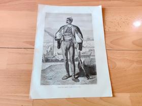 1876年木刻版画《希贝尼克的城镇卫士》（Garde de villa，a Sebenico）-- 希贝尼克（意大利语：Sebenico）是克罗地亚东南部历史悠久的港口城市；滨亚得里亚海，克尔卡河入海处，位于达尔马提亚中部 -- 选自《环游世界》-- 版画纸张29*22厘米