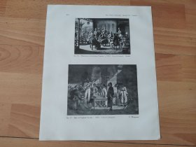 【G2461】1924年书页图版反正面4幅P272《中国广州，在家宅接待西方传教士，广州贸易现场，油画中的广州人等》（missionary entertaining visitors，1850）--早期西方铜版画中的中国--摘自1924年《中国通商图》一书， 图版纸张30*24厘米