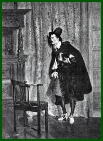 19世纪木刻版画《偷听》（Eavesdropping）-- 出自英国画家，Charles C. Seton的绘画作品 -- 后附卡纸30*21厘米，版画纸张17*12厘米