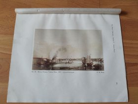 【G2394】1924年书页图版反正面4幅P185《中国广州：广州至澳门水道一景》（macao passage，canton river，1847）--早期西方铜版画中的中国--摘自1924年《中国通商图》一书-- 图版纸张30*24厘米