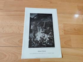 1886年木刻版画《宗教画：圣夜》（Geburt Christi）-- 出自19世纪德国画家，威廉·冯·迪兹（Wilhelm von Diez，1839–1907）的绘画作品 --《维也纳平面艺术展》-- 版画纸张27*18厘米，背后空白