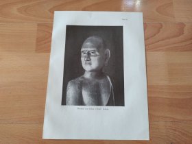 【G1639】1920年书页图版《河北省易县白玉山峨嵋寺八佛洼山洞中的辽三彩罗汉像，纽约大都会艺术博物馆收藏》（grotten von ichou，chihli， lohan ）--总计16尊，现在全都没有了---纸张24.5*18.5厘米