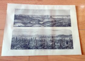 1862年木刻版画《风景画：马达加斯加岛风光》（Vue d'Ambavarano；Marais a Soamandrakisai）-- 马达加斯加岛位于非洲大陆的东南海面上，为仅次于格陵兰岛、新几内亚岛（也称伊里安岛）和加里曼丹岛的世界第四大岛屿，隔莫桑比克海峡与非洲大陆相望，最近距离为386千米 -- 选自《环游世界》-- 版画纸张29*22厘米