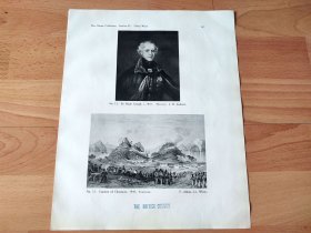 【G2316】1924年书页图版反正面5幅P127《第一次鸦片战争：英陆军中将卧乌古像，攻占乍浦（穿鼻口），虎门之战，攻占厦门》（sir hugh gough，capture of chuenpee，capture of amoy）--早期西方铜版画中的中国---亚历山大作品--摘自1924年《中国通商图》一书-- 图版纸张30*24厘米