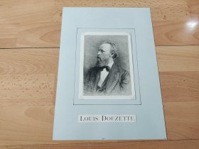 1897年铜版蚀刻版画《画家肖像：路易·多泽特》（LOUIS DOUZETTE）-- 路易·多泽特（Louis Douzette，全称Carl Ludwig Christoph Douzette，1834-1924），19世纪德国著名风景画家、版画家 -- 维也纳艺术画廊出版 -- 后附卡纸34*25厘米，版画纸张15.5*11.5厘米