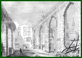 19世纪木刻版画《英国中世纪建筑景观：伦敦圣史蒂芬教堂》（Ruins of St Stephen's Chapel）-- 雷恩爵士建造圣史蒂芬教堂是为了取代在公元1666年伦敦大火中毁坏的教堂，它是一座教区教堂；作为一名几何学者，雷恩爵士对建筑的设计是以一系列的抽象几何图形为基础，图形间相互作用的复杂程度让人们不禁联想起了拜占庭城-- 后附卡纸30*21厘米，版画纸张23*16.5厘米