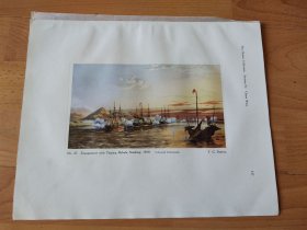 【G2349】1924年彩色书页图版P137《1853年太平军攻陷南京之战》（engagement with taiping rebels，nanking，1858）--太平天国时期攻打金陵之战是太平军早期最著名战斗之一。在水师驶抵金陵江面，控制长江水道以后。太平军强势合围包围金陵--摘自1924年的《中国通商图》一书-- 图版纸张30*24厘米