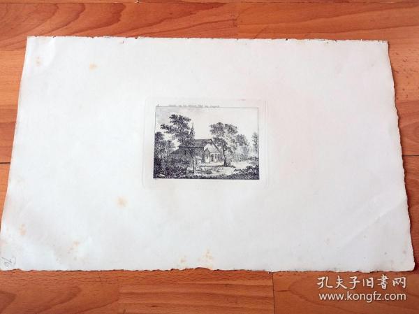 1778年铜版蚀刻版画《森帕赫战役纪念教堂》（Capelle auf dem Schlacht Feld bey Sempach）-- 选自著名瑞士诗人和画家，所罗门·格斯纳（Salomon Gessner，1730–1788）的田园诗系列作品 -- 森帕赫位于瑞士卢塞恩州，1386年在此爆发森帕赫战役，瑞士联邦军队战胜奥地利哈布斯堡家族军队，成为巩固独立的决定性战役 -- 版画纸张43*25厘米