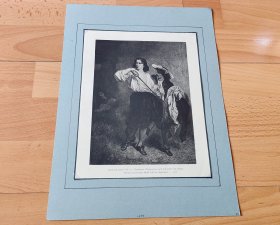 1895年照相凹版版画《决斗之后》（Nach dem Duell）-- 出自奥地利画家，August Xaver Carl von Pettenkofen（1822–1889）的绘画作品；雕刻师Sluijter -- 奥地利维也纳艺术画廊出版 -- 版画24*19厘米，手工裱粘，纸张尺寸34*25厘米