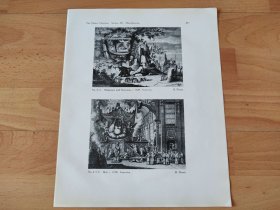 【G2498】1924年书页图版反正面3幅P491《拜访隐居山林的世外高人，中国寺院供奉弥勒佛，在英国的中国人像》（magicians and sorcerers，1728，idol，1728，chinese refugee in england，1756）--早期西方铜版画中的中国--摘自1924年《中国通商图》一书， 图版纸张30*24厘米