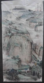 X2-3：军旅书画家 邮票设计家 中国美术家协会会员—靳合德 国画作品《原谷新茂》一幅（纸本软片 约135*68厘米 钤印：靳合德印，上款已做遮挡处理）！