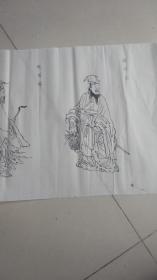 保真手绘6张每张70厘米长绘画许多图----线描古代人物等等