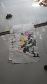 包手绘非印刷品-----著名画家江淮画鱼人：潘觐缋绘画花卉