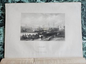 【雕刻版外文书插图页（三面金口），大约出版于十九世纪中晚期——1】 "Newcastle"（纽卡斯尔），J. H. Hair 刻、蚀版，27.1*21.2厘米，有护纸 ***为原存者搜集的美术资料