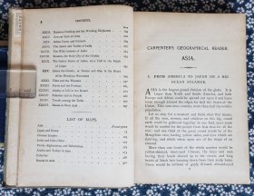 Carpenter's Geographical Reader-ASIA《地理读本-亚洲》（Frank G. Carpenter)，纽约1897年出版，精装19*13厘米，好纸307页, 文中大小插图超180幅，彩色地图8幅（大小不等，全）【第102-161、第257-264页为中国、中国西藏部分，见补图】 ***缺第11、221、245(见图30）、295页(缺4页，中国、中国西藏部分完整)