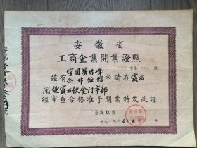 65年企业开业证