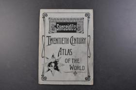 （丁6517）抗日史料《Sanseido's TWENTIETH CENTURY ATLAS OF THE WORLD》1册全 日本三省堂二十世纪英文世界地图 英文版 亚洲地图中台湾与日本同色 澳门 香港 满洲 奉天 黄河 北京 南京 扬子江 西藏 喜马拉雅山 清帝国图中外蒙古包含中国境内 黄海及渤海沿岸地方 大连、旅顺、金州、普兰店被划出 彩色地图册 1906年