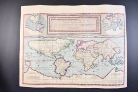 （己4677）《TOTIVS ORBIS COGNITI VNIVER SALIS DESCRIPTIO》彩色地图1幅 The World by Gerard and Cornelis de Jode,1589荷兰制图师杰拉德、科内利斯·德·佐德父子 随着新大陆被发现荷兰法国和英国的探险队陆续抵达世界大部分海岸线欧洲连续几个世纪的探险行为逐渐演变为海上霸权和殖民主义为其服务的世界地图扮演着关键角色