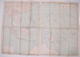 （庚1070）史料《南方舆地图》彩色地图单面3张 大日本帝国陆地测量部 六百万分一 上海 南京 汉口 汉阳 武昌重庆 昆明 香港（英） 澳门（葡）广州湾（佛）台湾 台北 台南 新南（南沙）群岛 先岛群岛 新加坡等 2张尺寸 157*109CM