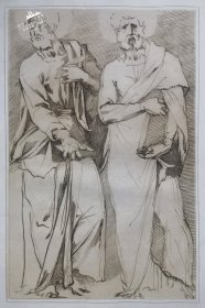【多纳泰罗Donatello】1823年“文艺复兴时期意大利画派”系列飞尘铜版画《两个使徒》—意大利文艺复兴雕塑家、画家“多纳泰罗(Donatello 1386年 -1466年)”作品 “手工水印纸精印” 50x36cm