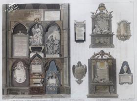 1812年版“手绘威斯敏斯特修道院”系列套色飞尘铜版画《诗人角西侧B》— 英国艺术家“H,VILLIERS”绘制J.BLUCK 雕刻 手工绘制 手工水印纸 33x27cm